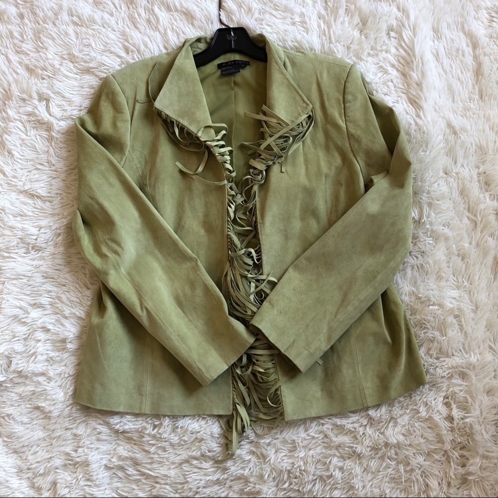 Ruby Cho Vintage Suede Fringe Blazer Jacket Sz XL